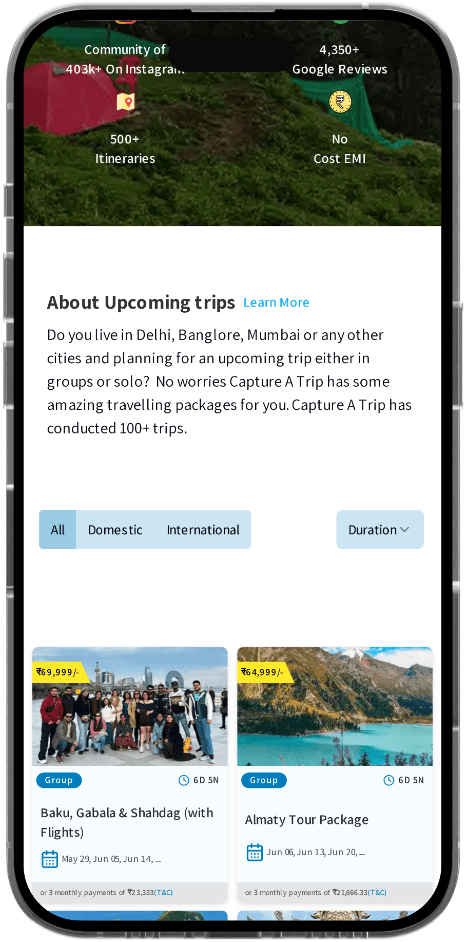 upcoming page mobile